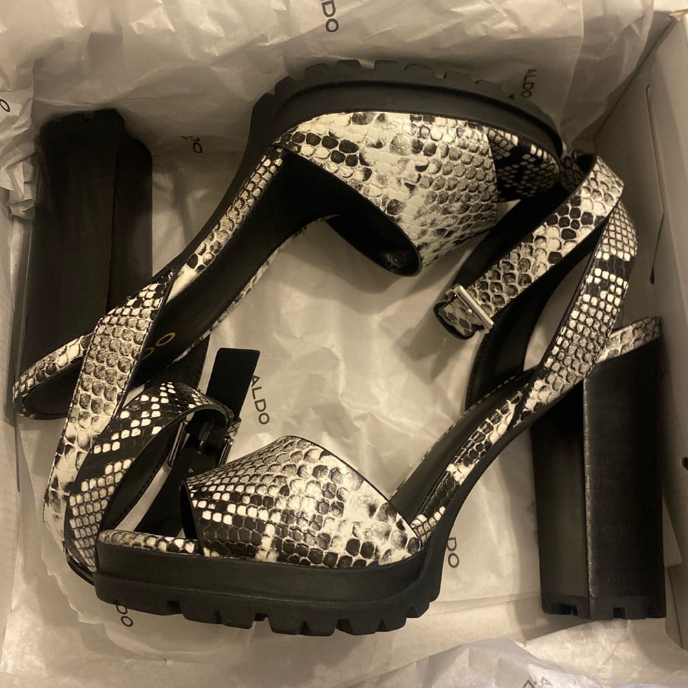 Aldo Snake print chunky heel